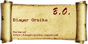 Blayer Orsika névjegykártya